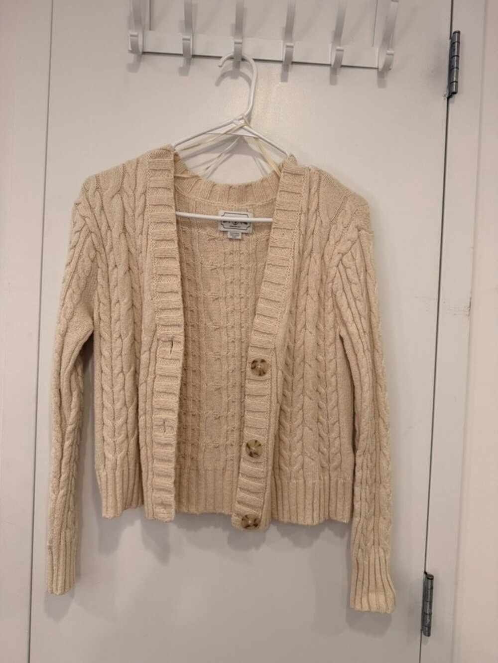 American Eagle Cream Button-Down Cardigan